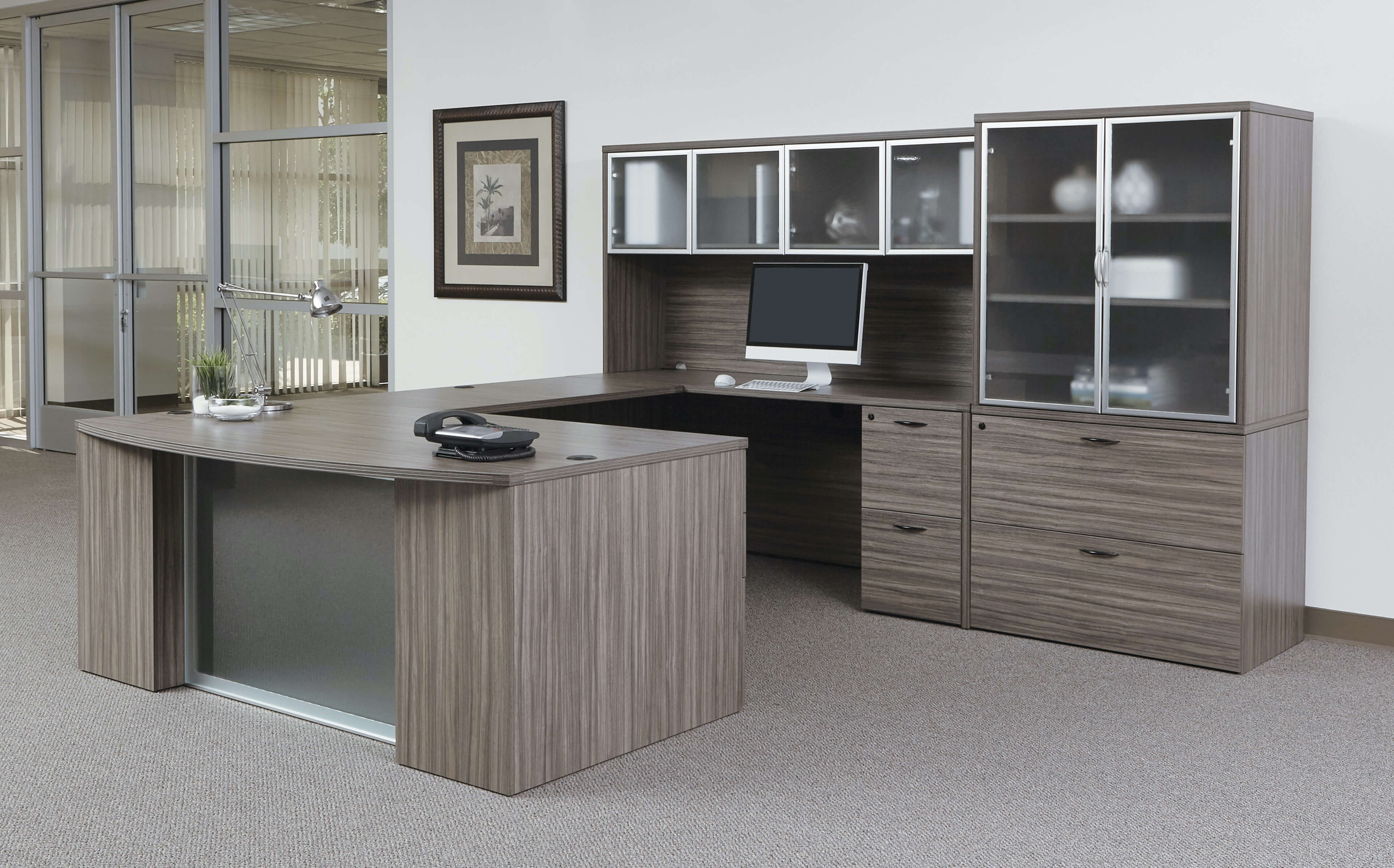 U shaped desk u shaped desk with hutch modern u shaped executive desk urban walnut space view 1 U shaped desk u shaped desk with hutch modern u shaped executive desk urban walnut space view 1