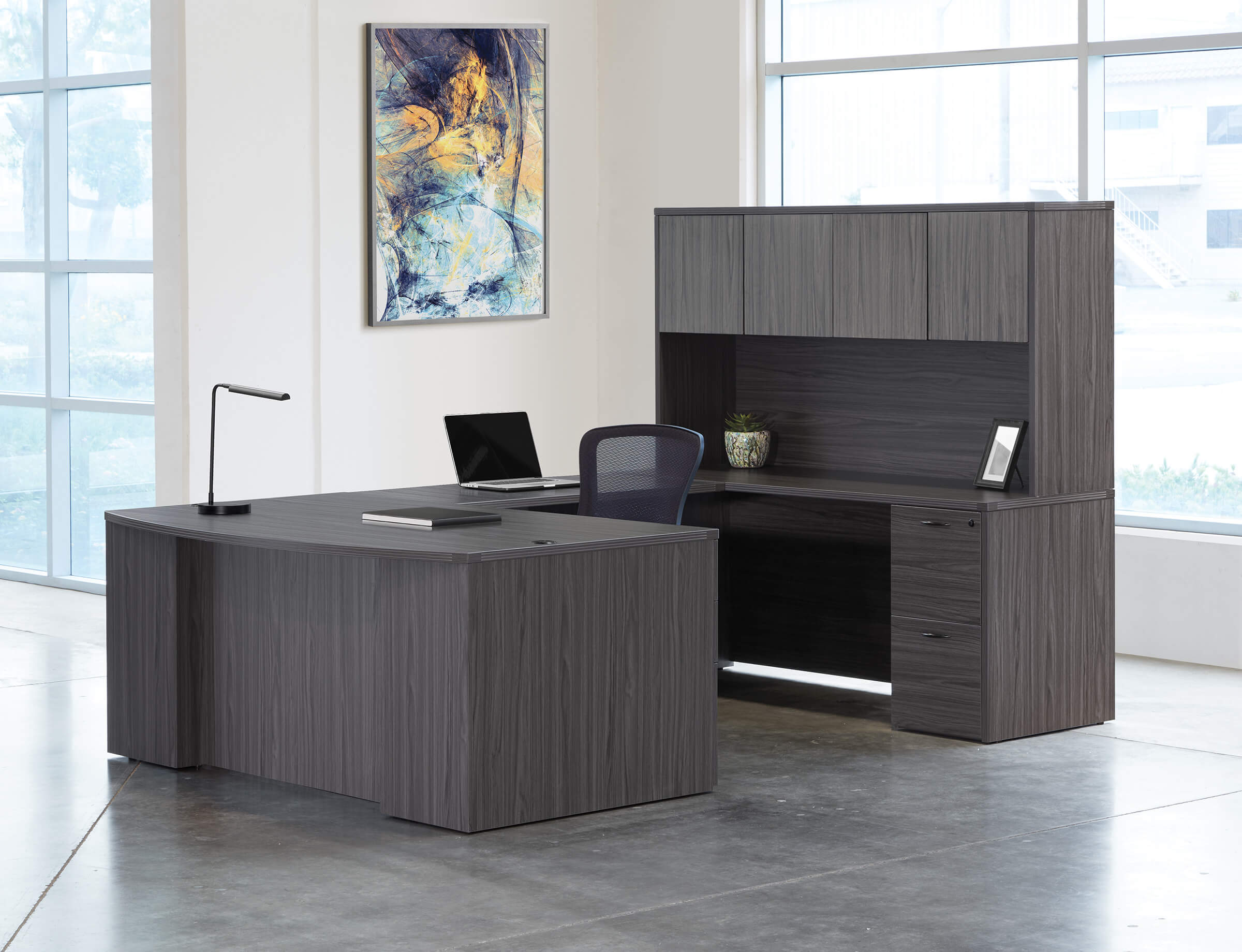 U shaped desk u shaped desk with hutch modern u shaped office desk slate grey view 4 U shaped desk u shaped desk with hutch modern u shaped office desk slate grey view 4