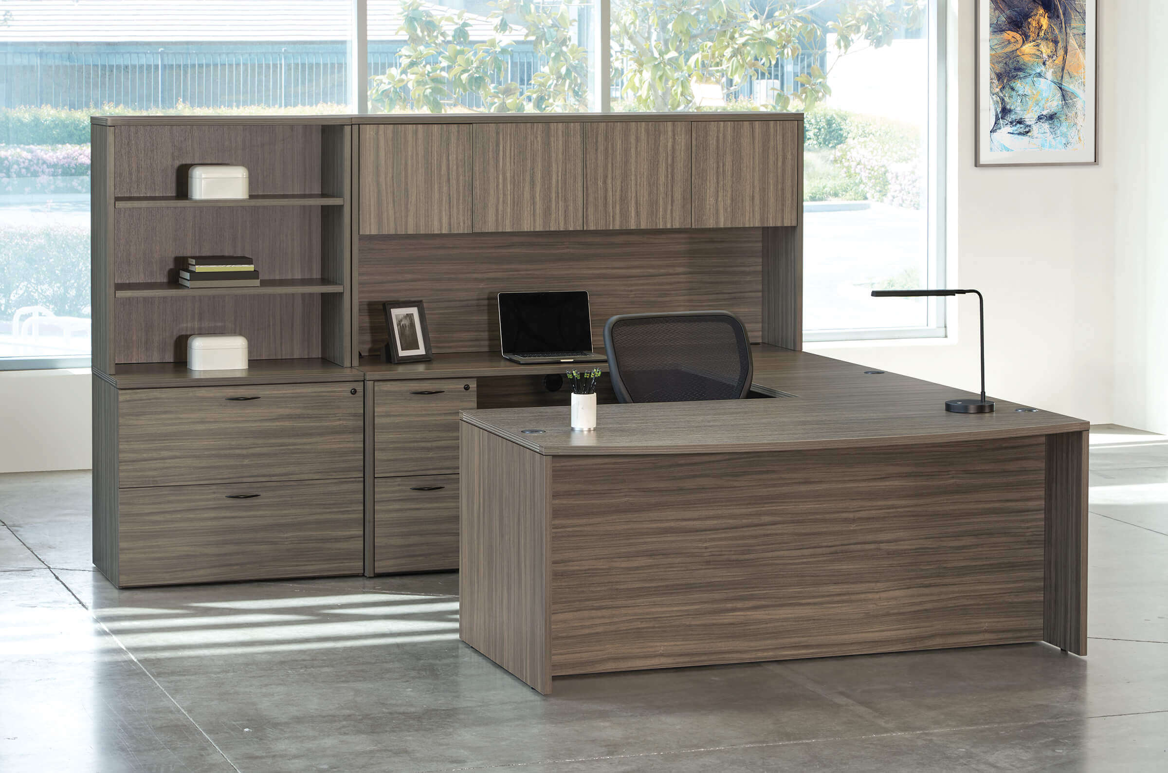 U shaped desk u shaped desk with hutch modern u shaped with hutch urban walnut space view U shaped desk u shaped desk with hutch modern u shaped with hutch urban walnut space view
