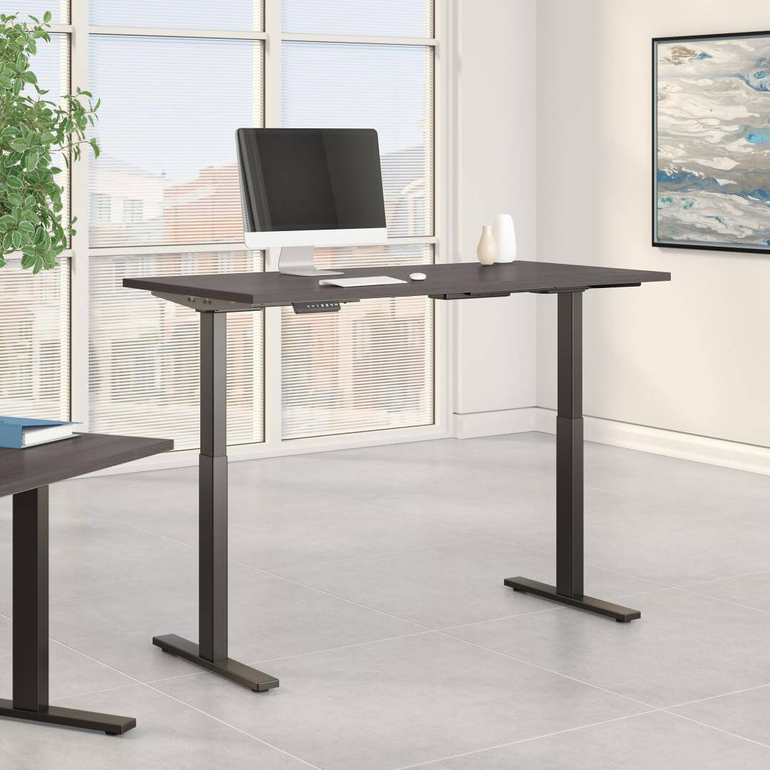 Sit and stand computer desk 72w x 30d lifestyle Sit and stand computer desk 72w x 30d lifestyle