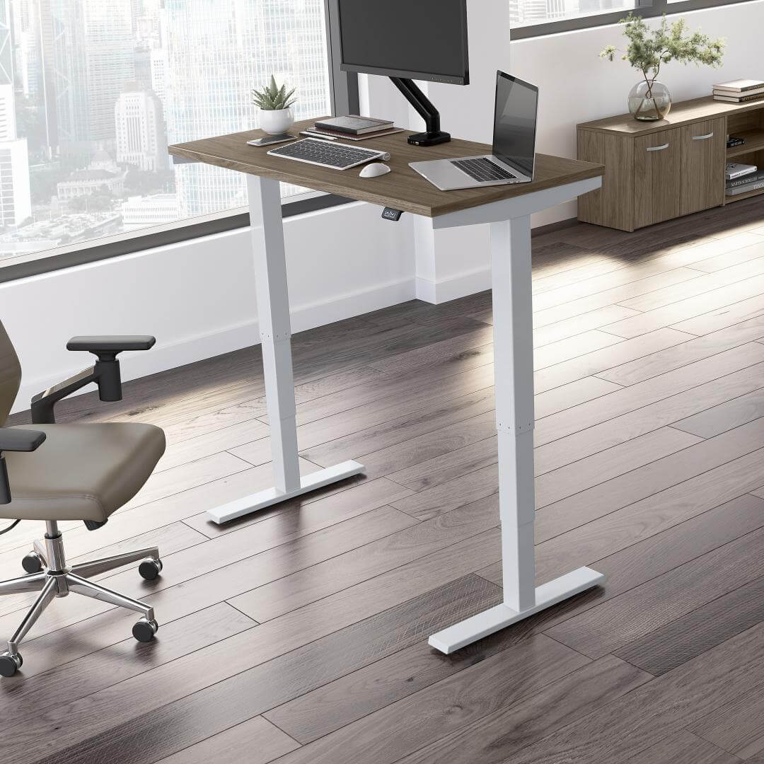 Sit stand desk adjustable 48w x 24d lifestyle Sit stand desk adjustable 48w x 24d lifestyle