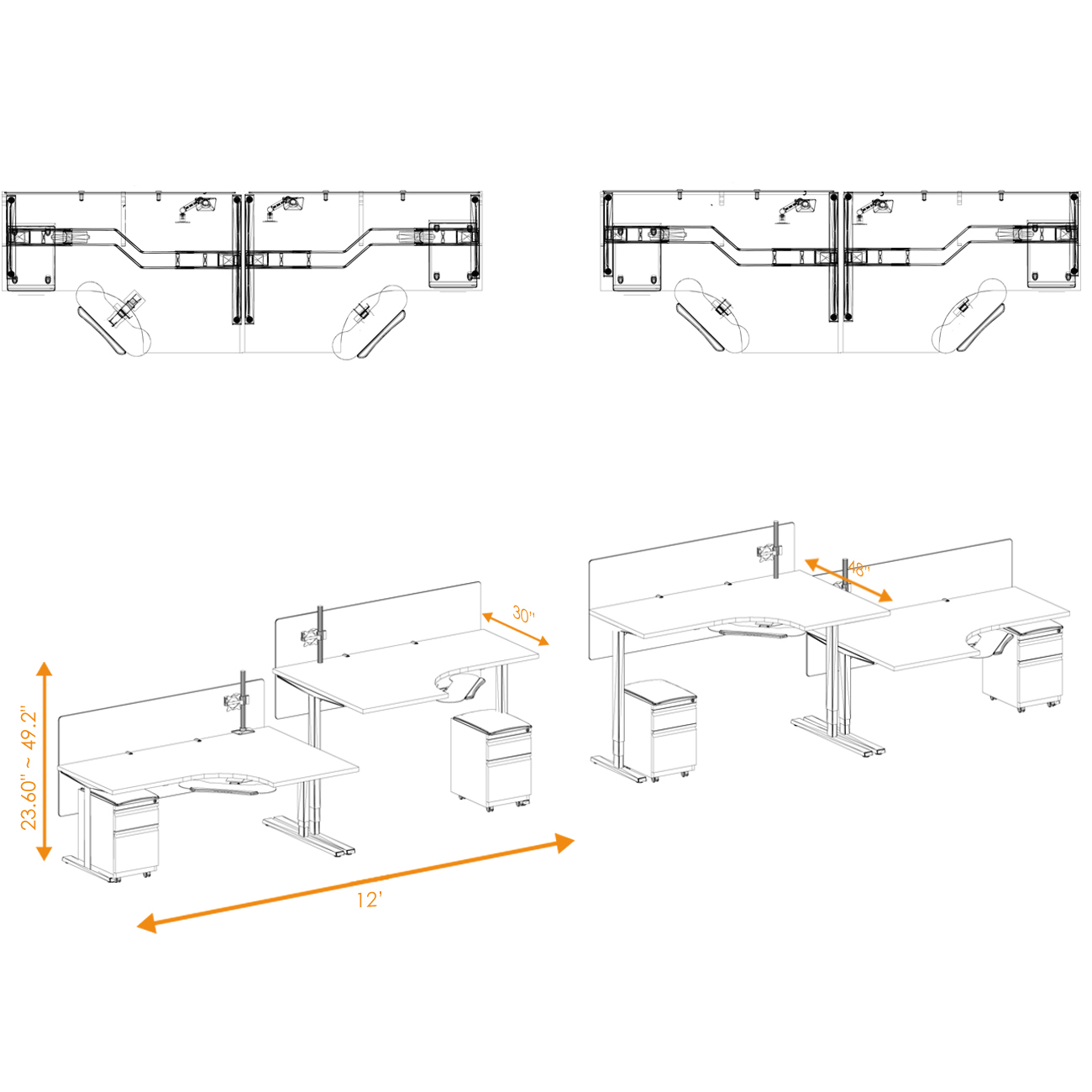 Sit stand desktop workstation drawing 2 Sit stand desktop workstation drawing 2