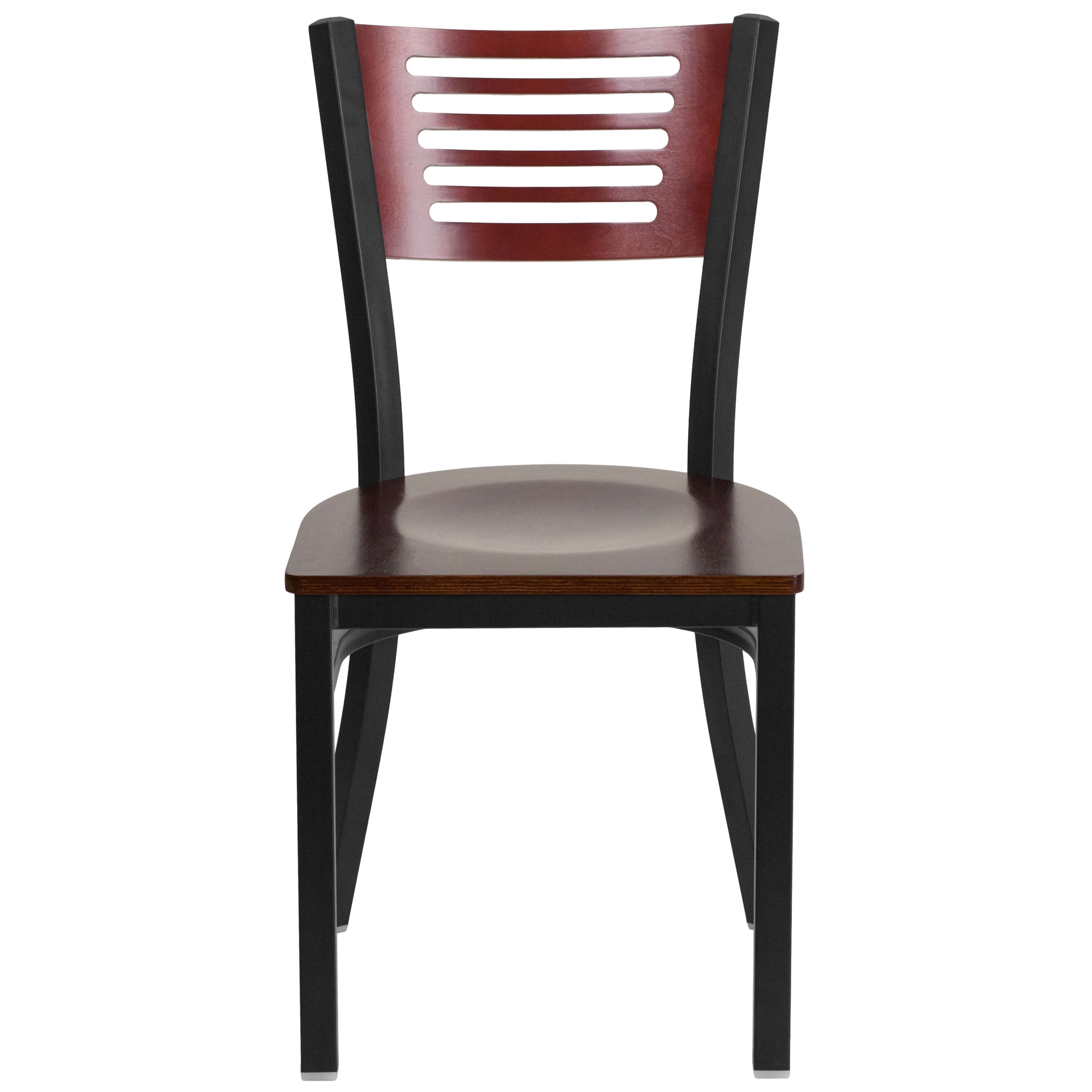 Slat back dining metal chairs front view Slat back dining metal chairs front view