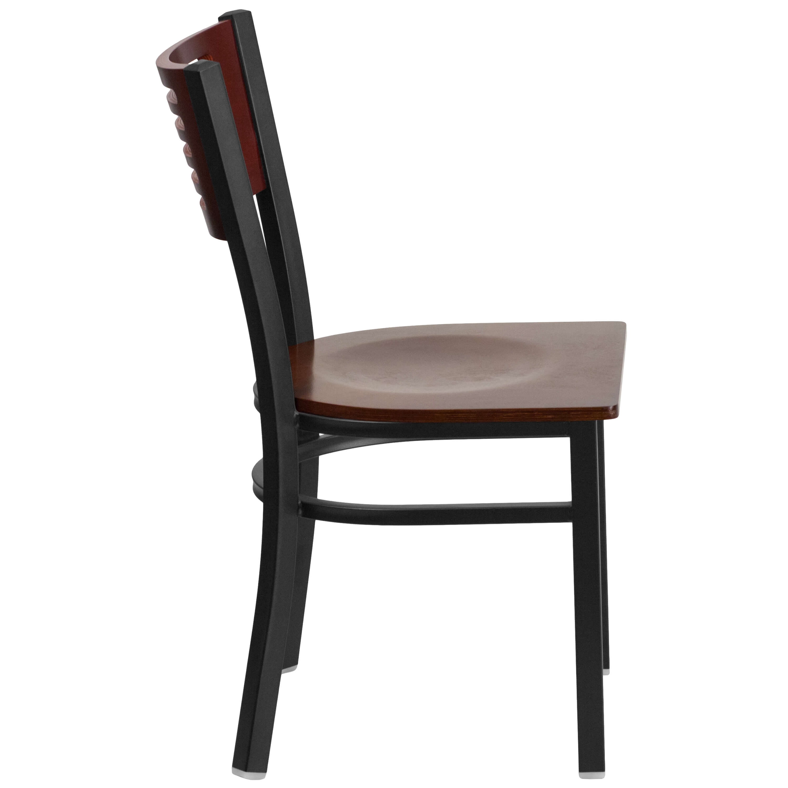Slat back dining metal chairs side view Slat back dining metal chairs side view