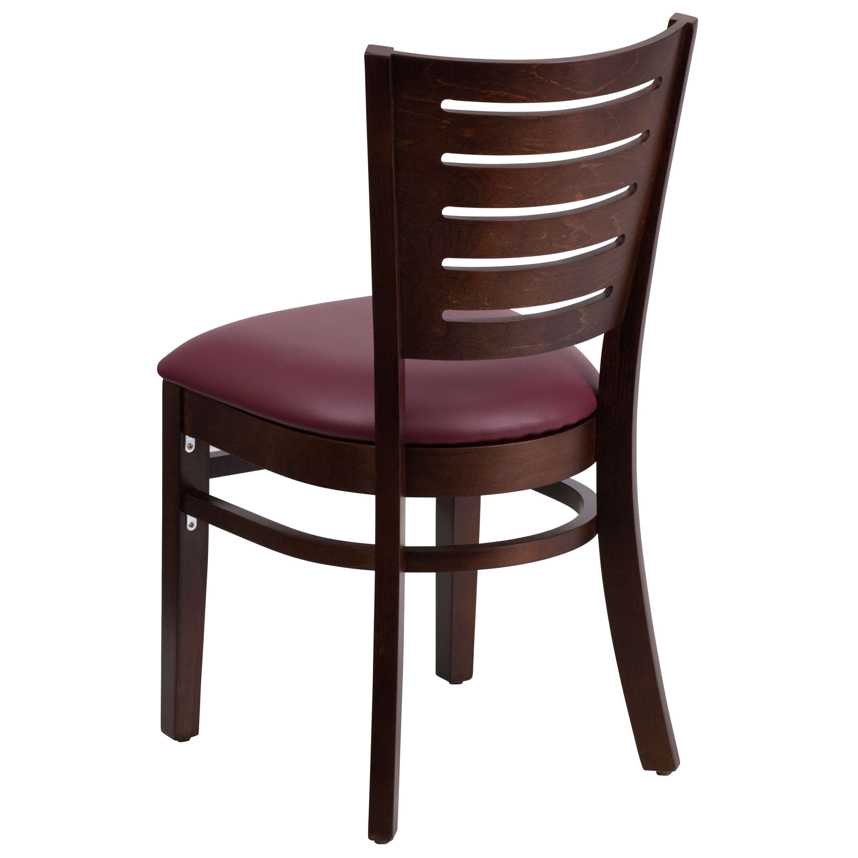 Slat back restaurant wood chair back view Slat back restaurant wood chair back view