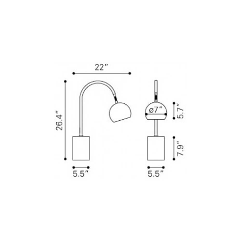 Small table lamp dimensions view Small table lamp dimensions view
