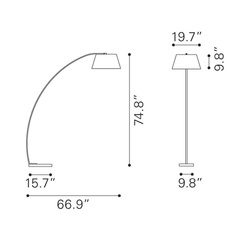 Standing floor lamps dimensions view Standing floor lamps dimensions view