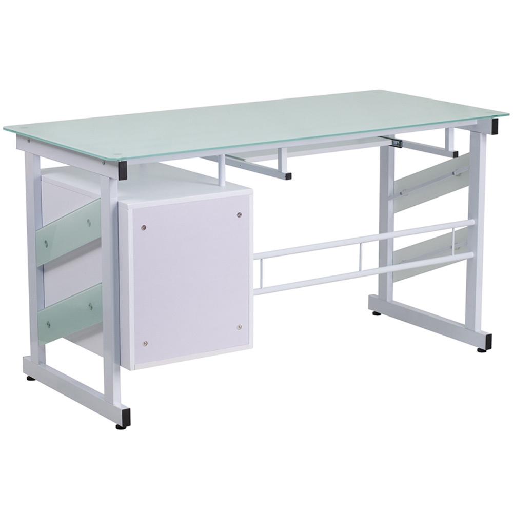 Tempered glass desk rear view Tempered glass desk rear view