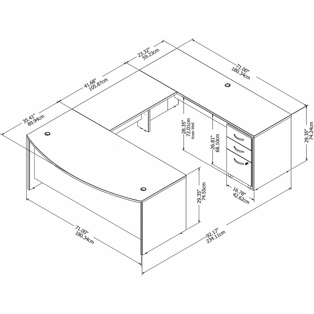 Besto office desk u shape 71w x 92d measures Besto office desk u shape 71w x 92d measures