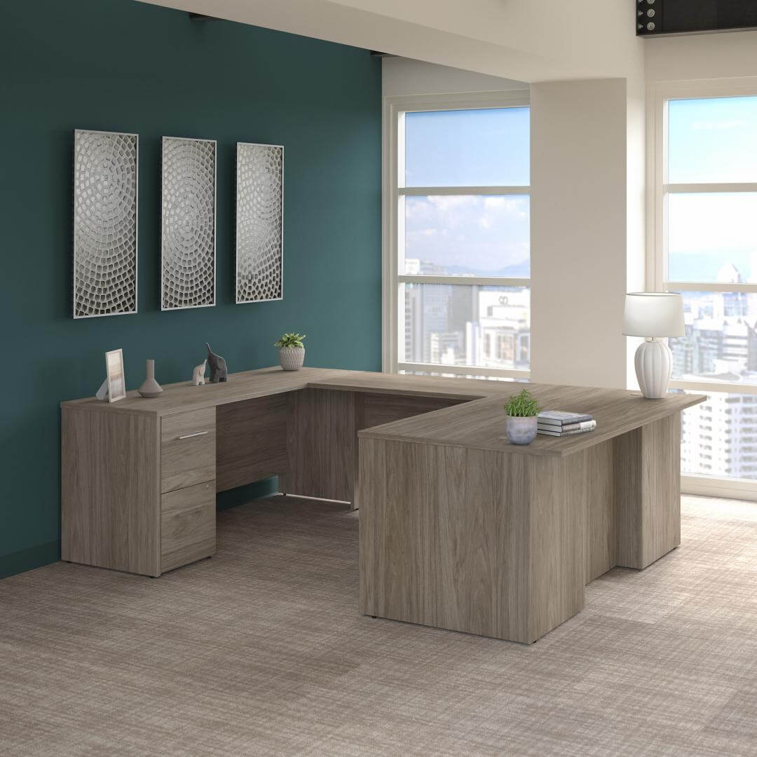 U shaped office desk lifestyle 1 U shaped office desk lifestyle 1