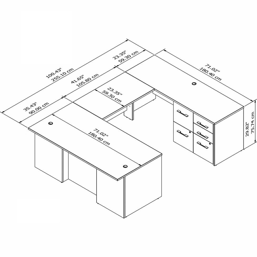 U shaped office desk measures 1 U shaped office desk measures 1