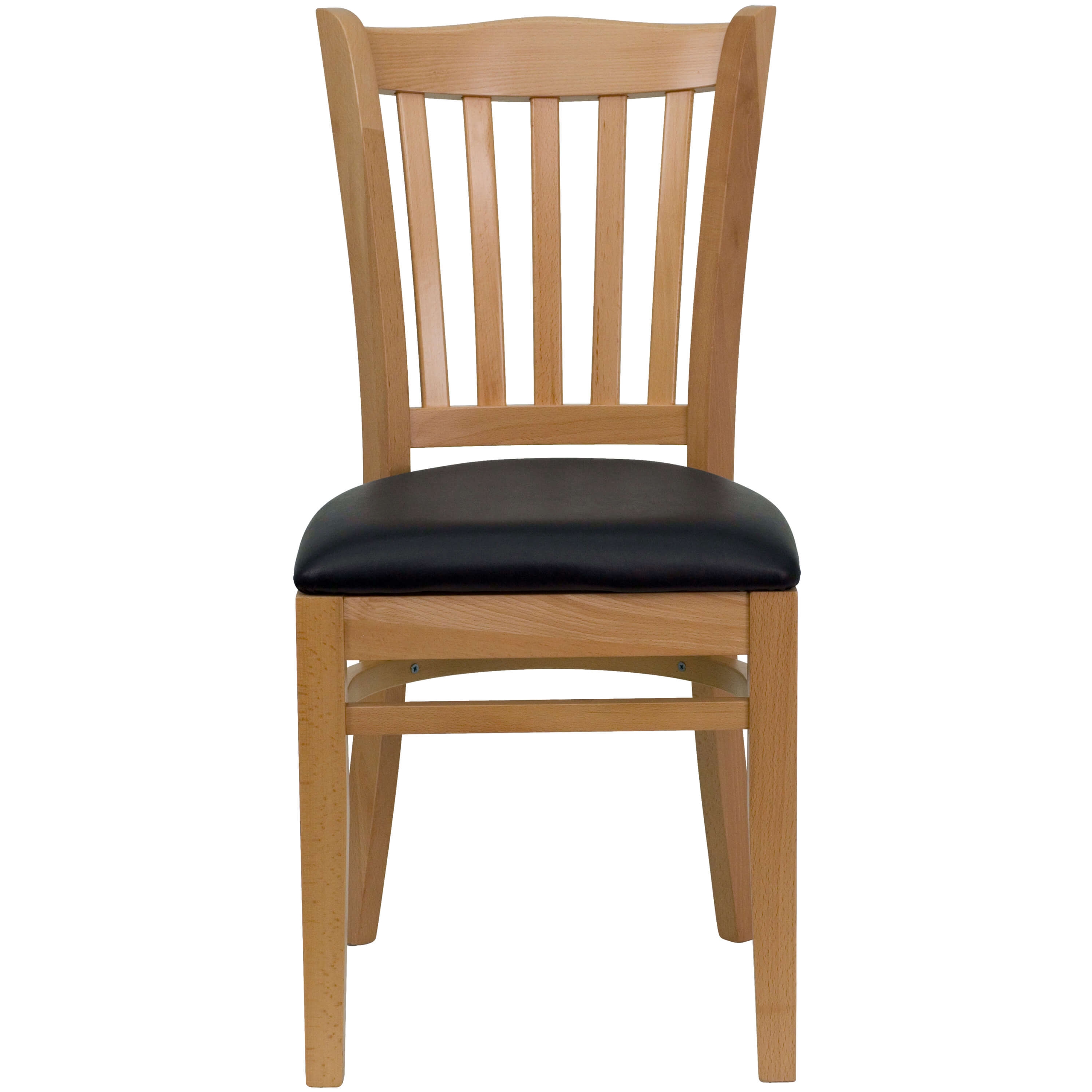 Vertical slat back chair front view Vertical slat back chair front view