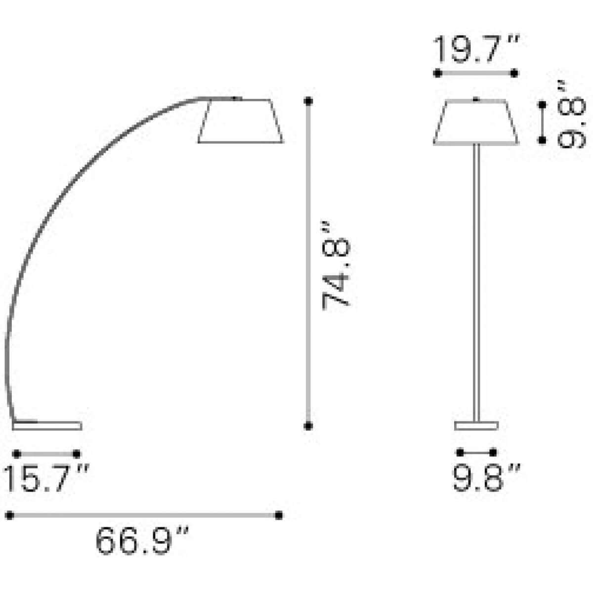 White floor lamp dimensions view White floor lamp dimensions view
