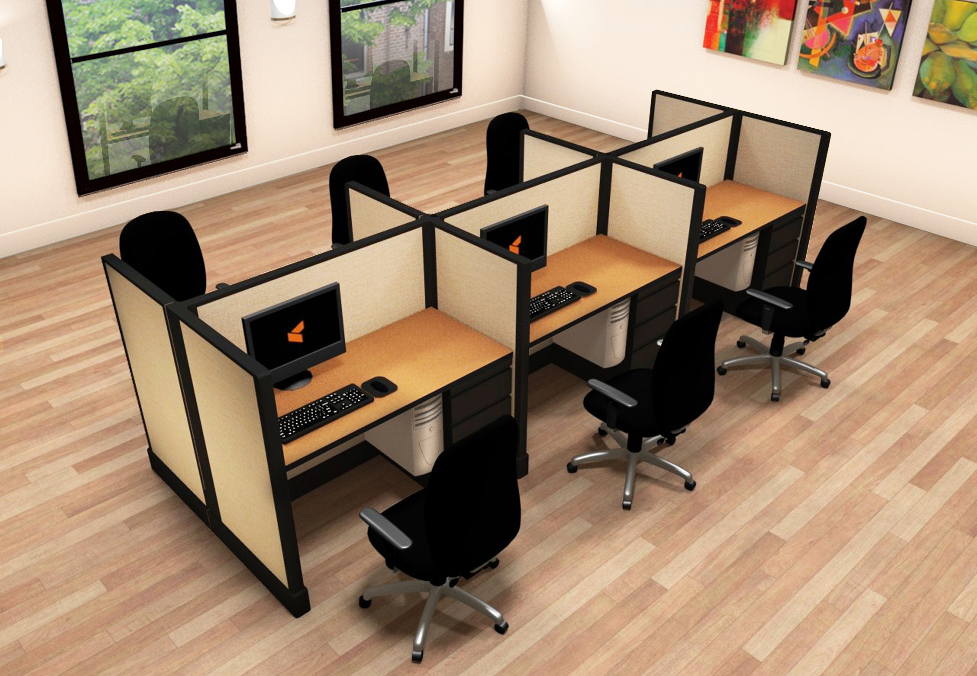 2x4 Small Office Furniture - 6 Pack Cluster 2x4 Small Office Furniture - 6 Pack Cluster