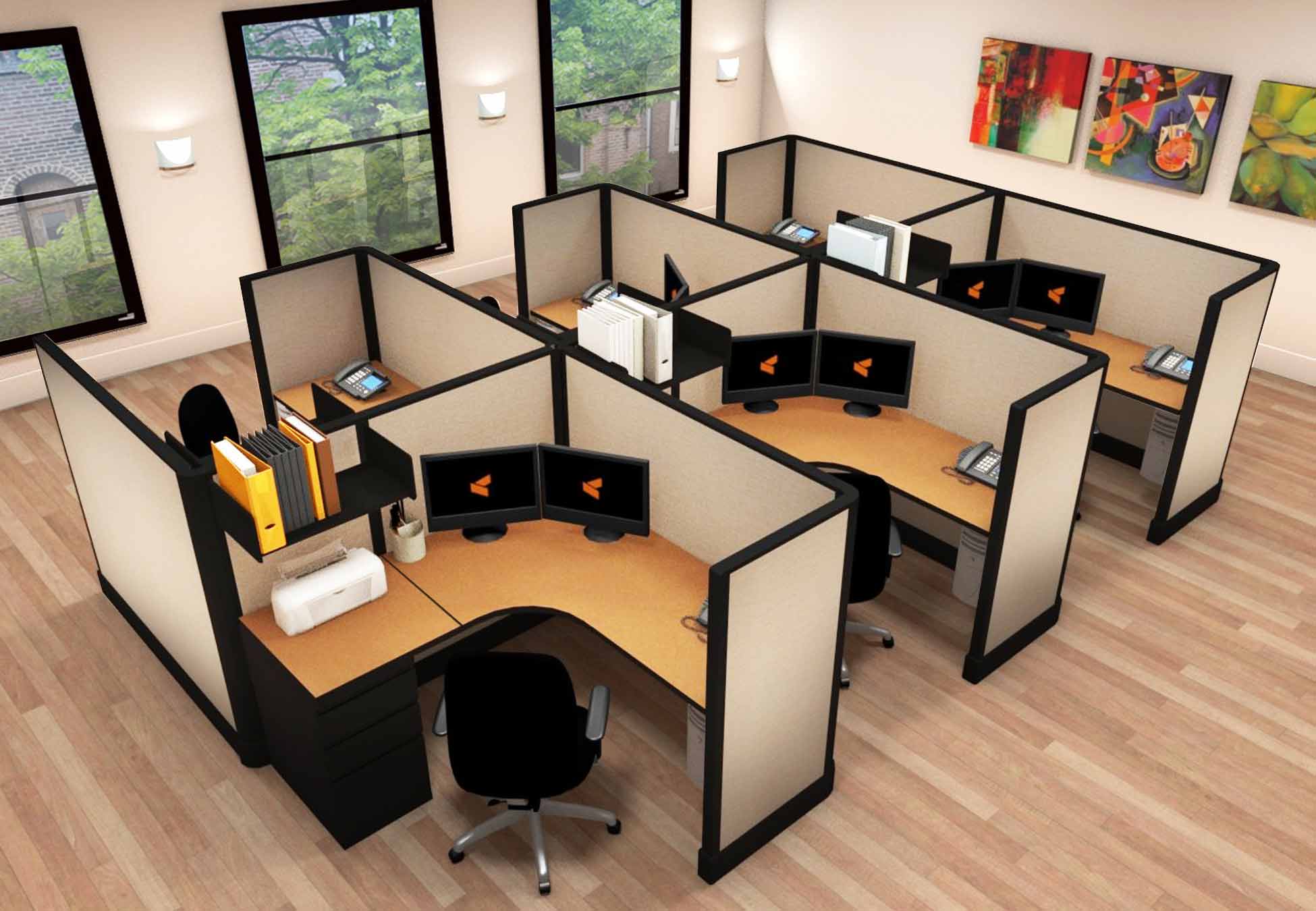 5x5 Office Cubicle Workstation - 6 Pack Cluster 5x5 Office Cubicle Workstation - 6 Pack Cluster