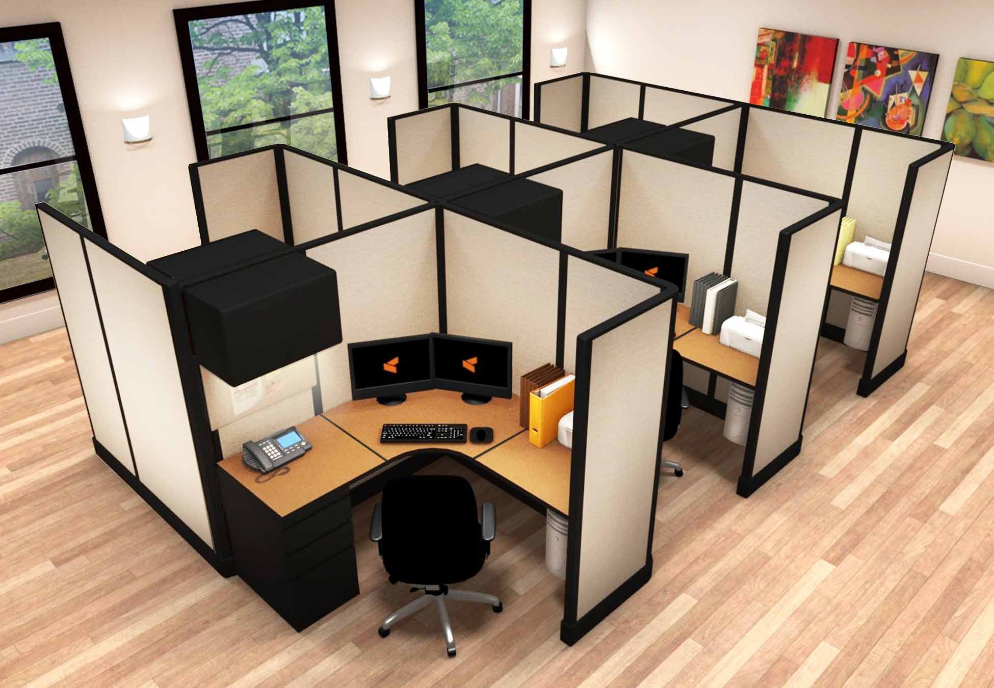 5x5 Workstation Furniture - 6 Pack Cluster 5x5 Workstation Furniture - 6 Pack Cluster