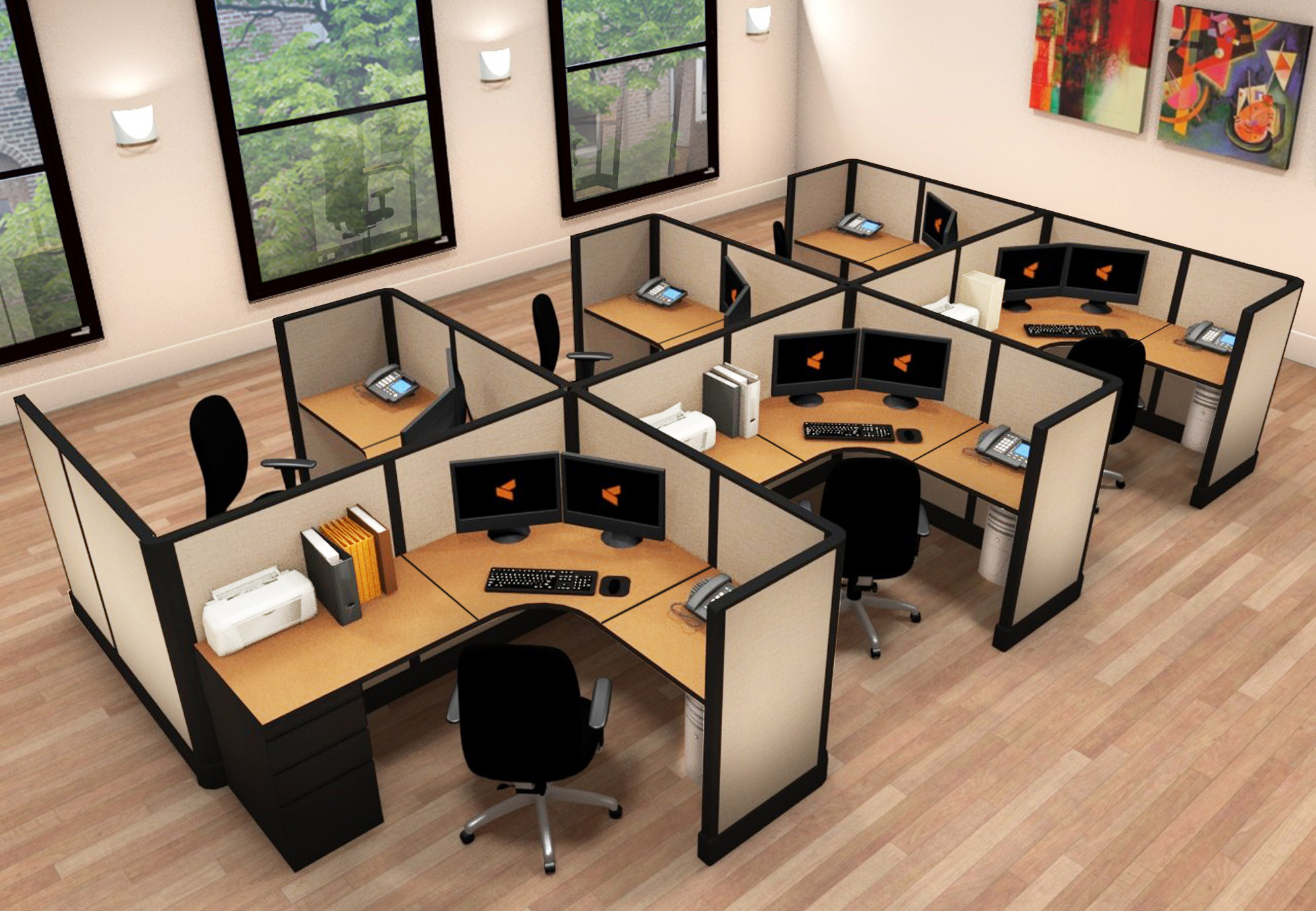 5x6 Office Furniture for Small Spaces - 6 Pack Cluster 5x6 Office Furniture for Small Spaces - 6 Pack Cluster