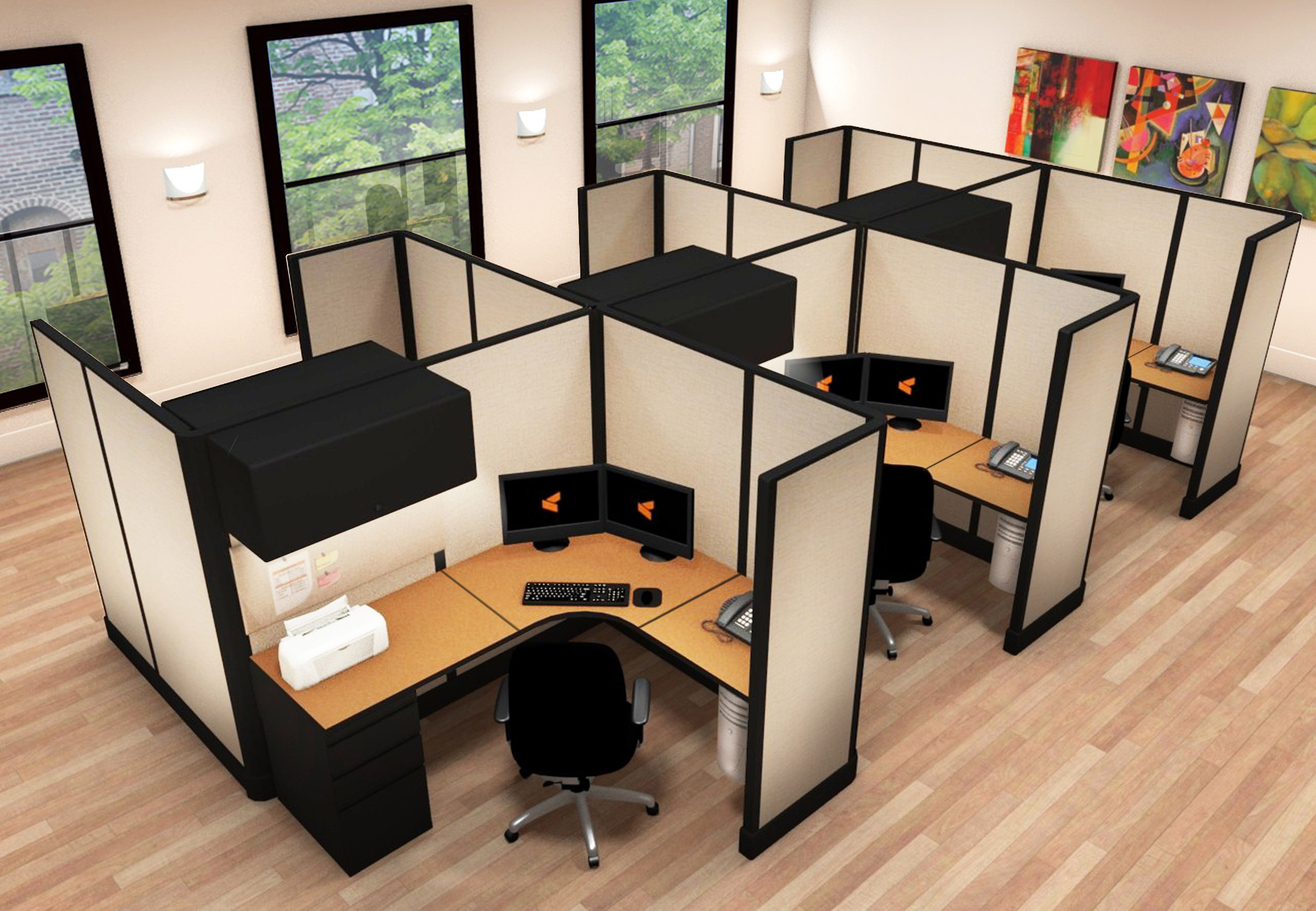 5x6 Professional Office Furniture - 6 Pack Cluster 5x6 Professional Office Furniture - 6 Pack Cluster