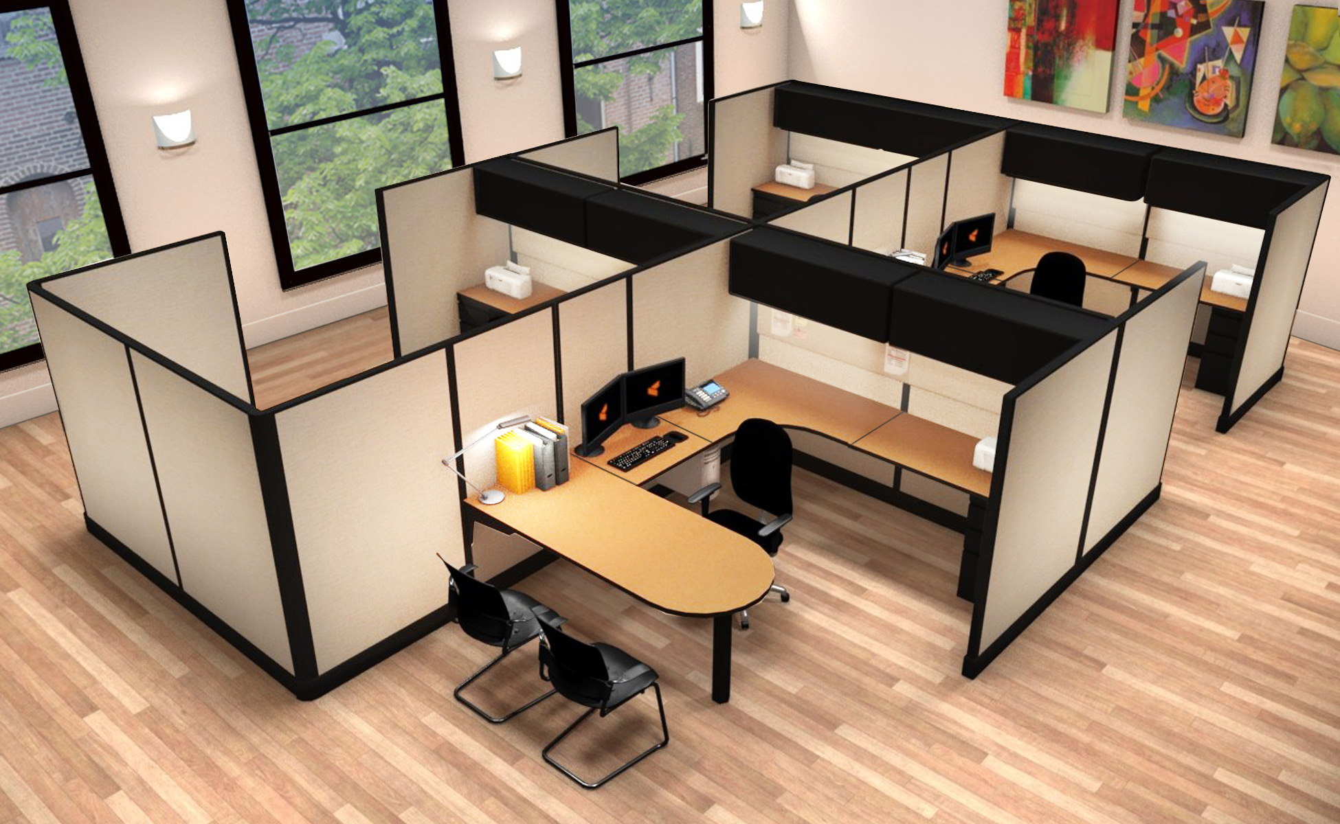 8x12 Commercial Office Workstations - 6 Pack Cluster 8x12 Commercial Office Workstations - 6 Pack Cluster