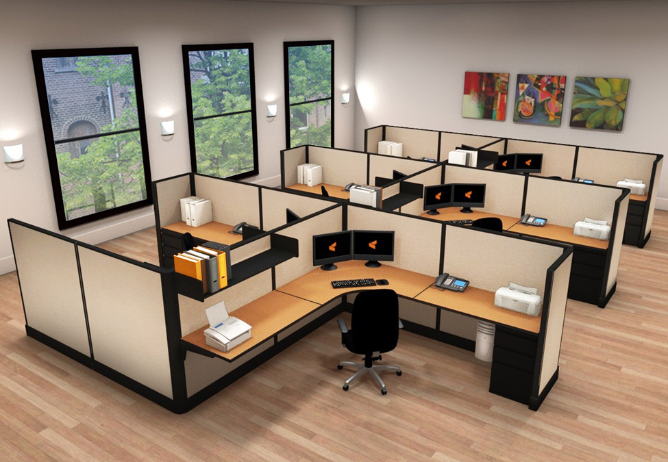 8x8 Modern Corporate Office Furniture - 6 Pack Cluster 8x8 Modern Corporate Office Furniture - 6 Pack Cluster